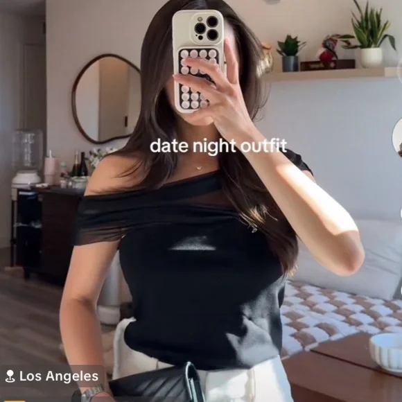 Marcella NYC Cabrini Top European Ponte & Mesh Drape Top Medium - Picture 4 of 16